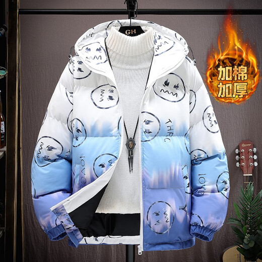 
BAILEDI (BAILEDI) Junior and High School Students 12 Winter Clothes Cotton Jacket 13 Fat Boys Down Cotton Jacket 15-year-old Big Children Thickened Cotton Jacket 6627 Blue (Thickened) 170 XL (Suggested weight 120-140Jin [Jin equals 0.5 kg])