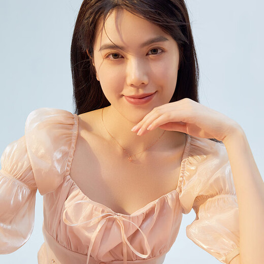 Saturday blessing red 18K gold necklace love gold necklace birthday gift C069521 red 18K gold 40+5cm