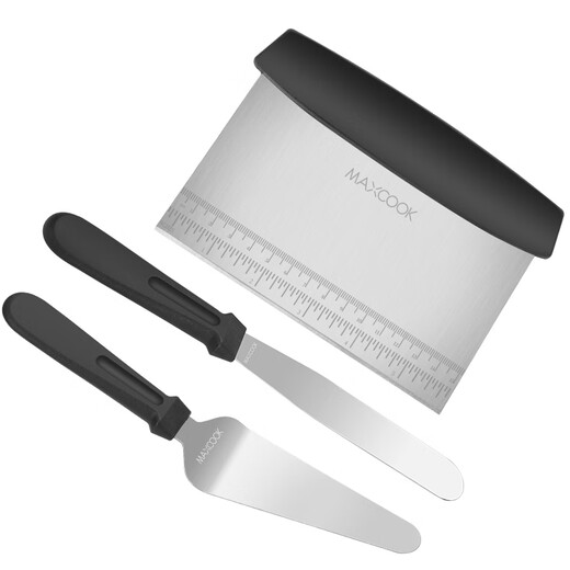 Maxcook Edelstahl-Schaber-Schaber-Release-3-teiliger Backwerkzeugschreiber Kuchen Spatel Nahrungsergänzungswerkzeug Schaber Drei-teiliger Set MCPJ6196