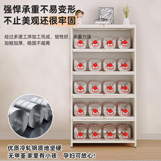 Yushili Haushaltstahl Bücherregal Lagerregal bodenhaftes Wohnzimmer ausgelöschtes Türstaubdichte mehrschicht mehrschichtiger Aufbewahrungsschrank Rack Kinder Bücherregal Lichtbogen Elegant Weiß 5 Tür-1695*900*350mm
