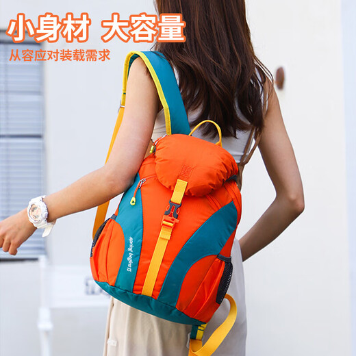 Lugeli Children's Backpack Outdoor Travel Backpack Light Hiking Spring Outing Elementary School Kindergarten School Bag Mountaineering Bag Children's Mountaineering Bag Orange 15L