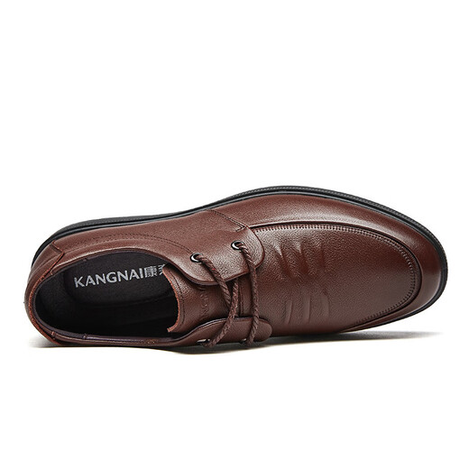 Kangnai Men's Casual Leather Shoes Business Casual Shoes Round Toe Comfortable Cowhide Soft Sole Leather Shoes Dad Shoes 18205074 Red Brown 42