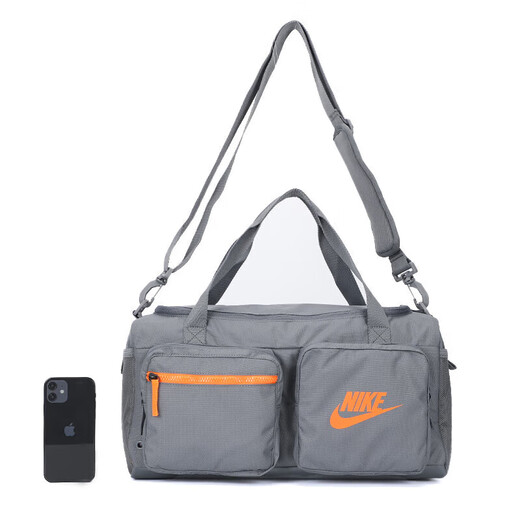 耐克（NIKE）手拎包男包女包新款健身包桶包行李包大容量斜挎包运动旅行单肩包 BA6169-084/烟灰/荷兰橙 MISC