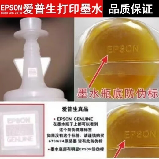 爱普生674原装墨水L801 L805 L1800 L850 L810打印机六色连供墨水 1套6色送2瓶(共8支)