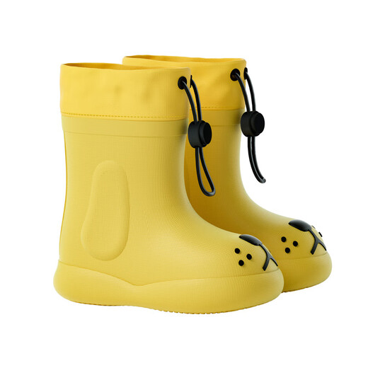 Hanzer HANCRERS Happy Mary Children's Rain Shoes Women's EVA Short Bubble Baby Water Shoes Soft Boys Anti-Slip Children's Rain Shoes Beige [145] Size 145mm Inner Length