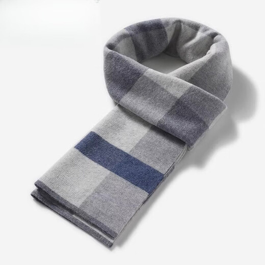 Ordo cashmere men's scarf winter thick plaid wool scarf men's birthday gift gray