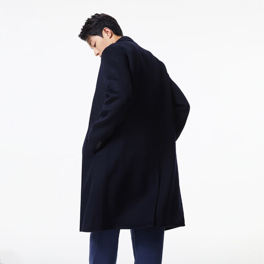 杰克·琼斯（JACK&JONES）男装羊毛大衣男春秋商务中长款毛呢外套男士高端双面大衣 E37墨蓝 S 170