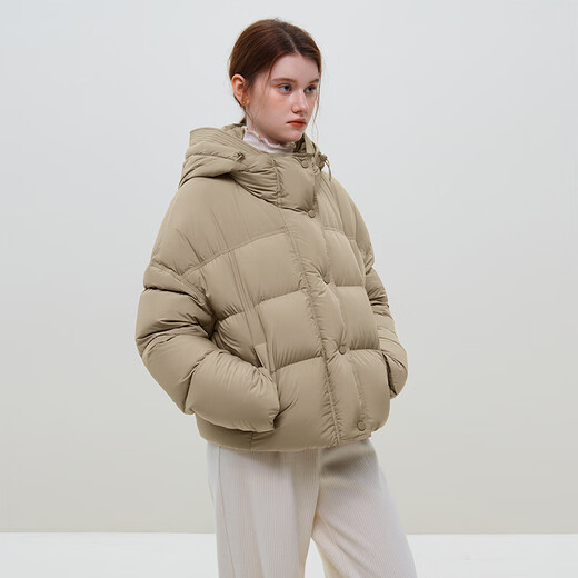 
Fan Silan 23FS14082 Korean commuter design short bread suit fashionable hooded down jacket for women khaki L