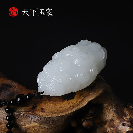Tianxia Yujia natural jade Pixiu handle pendant handmade jade carving creative jewelry portable gift gift box LP1405 white jade