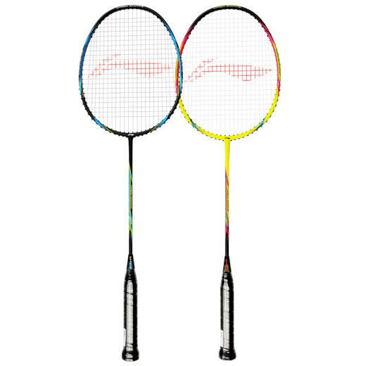 Li Ning (LI-NING) [Send a great value gift package] Badminton racket ultra-light full carbon 3U beginner durable offensive attack style colorful yellow and blue (strung)