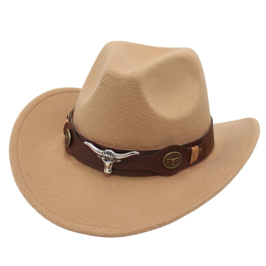 Der Titel der Herren Sommer tibetaner Top Hut Western Cowboy Hat Cowhead Accessoires fühlten Hut Männer und Frauenhut Sonnenschutz Sonnenhut Schwarz