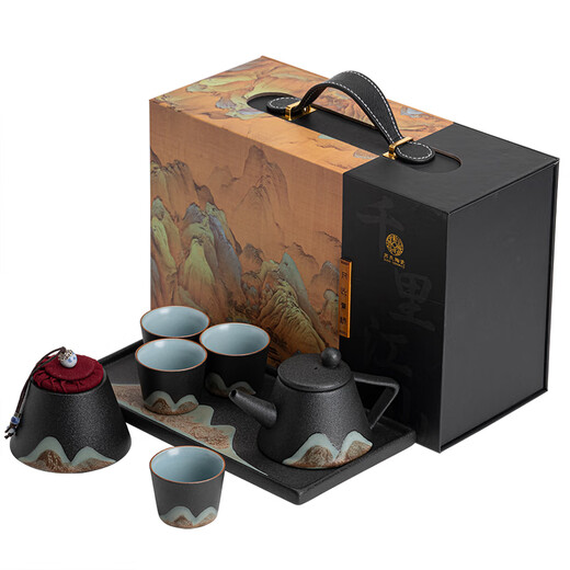 SUSHI CERAMICS hand-painted tea set Yamagata dry bubble tray teapot tea cup 7-piece Kung Fu tea set gift box J0181