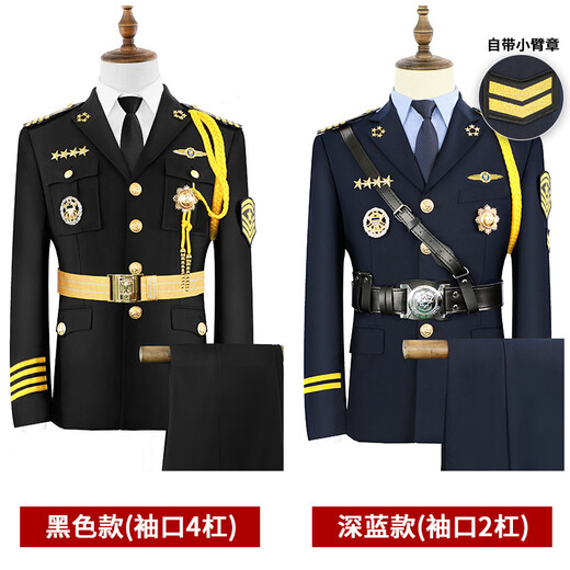 Conwhd Sales Office Concierge Clothing Security Spring Autumn Suit Male Property Order Image Booth Security Work Dress Jacket+Trousers+White Lining+9 Accessories-Large Cap-3XL