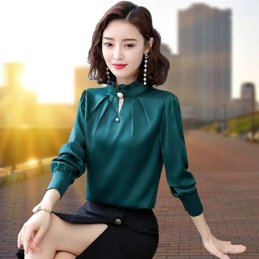 FHHUABD AUTOMNE RAYS FEMMES CHIRTES DE BASE LONGES LONGES LAGE MISE MAIS SANS MAIS SORT Collier Collier en mousseline de mousseline Femme 5012 Abricot Couleur plus enleme