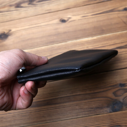 JLFGPJ New Men's Genuine Leather Long Zipper Wallet First Layer Cowhide Clutch Mobile Phone Bag Simple Women's Handbag Ultra Thin Black