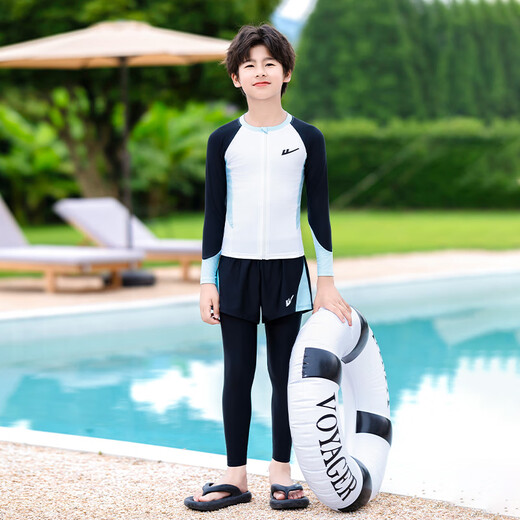 Huili Kinder Badeanzug Boy Split Long-Ärmeln Schwimmstämme mittelgroß