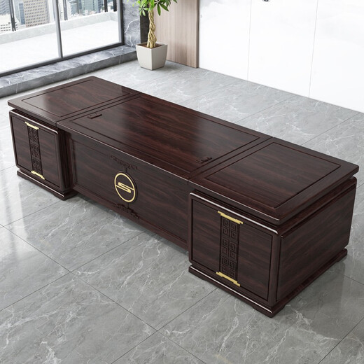Three furniture solid wood boss desk office desk and chair combination new Chinese style president desk simple modern executive desk office furniture 3 meter desk