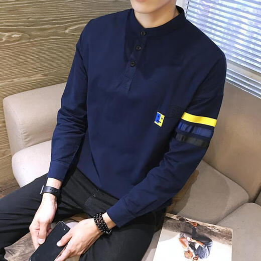 中凡智长袖t恤男士宽松潮流春季秋衣服圆领体恤打底衫春秋卫衣男潮 687黑色 2XL