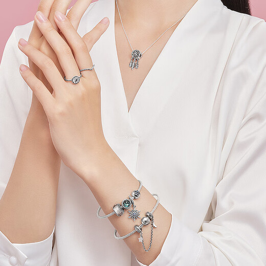 PANDORA Glacier Whisper Charm Light Blue 925 Silver DIY Beads Sparkling Premium Birthday Gift for Girlfriend Shining Heart Onesize