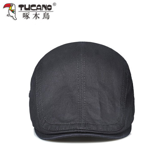 Woodpecker Spring and Summer New Washed Hat Distressed Cotton Beret Autumn and Winter Hat Outdoor Hat Men's Breathable Sun Shade Hat Black One Size (56-59cm) Adjustable Size