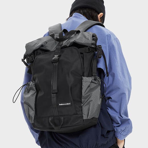 LIVEBOX EN DIRECT Functional Backpack Men's Multifunctional Travel Sports Outdoor Mountaineering Cycling Backpack Large Capacity Commuting Computer School Bag Black