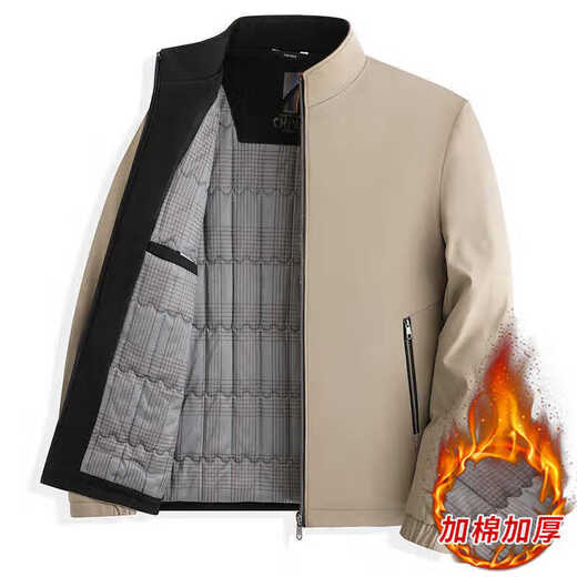 Winter new men's dad cotton coat business casual thickened stand collar cotton coat slim short cotton jacket navy blue 180/96A recommended 130-150Jin Jin equals 0.5 kg