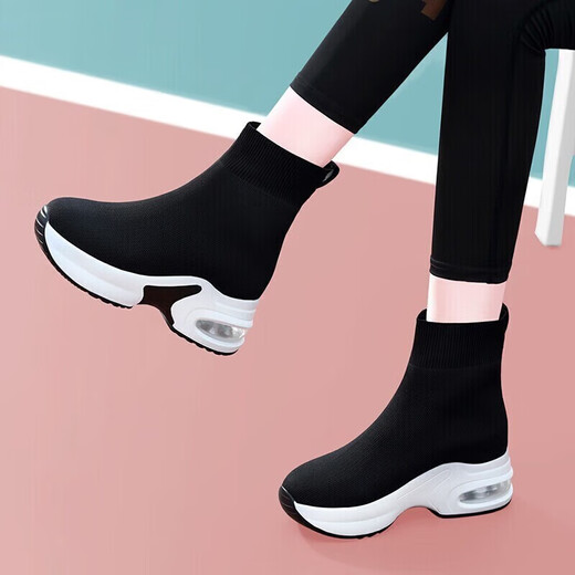 Gucci Tianlun dicke Sohle High Top 2024 Frühling und Herbst Mode neue elastische Socken Schuhe Damen warme lässige Sportschuhe Damenschuhe 9759-1 Schwarzer Samt 36