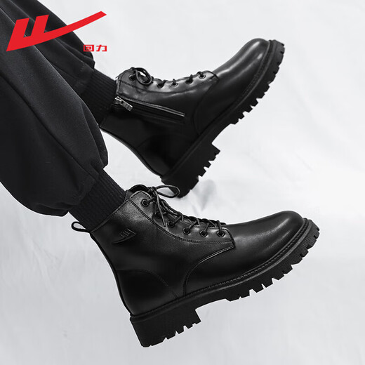 Retirez les bottes officielles Martin bottes pour hommes automne en cuir imperméable à semelle épaisse bottes de travail rehaussantes bottes noires hommes noir 43
