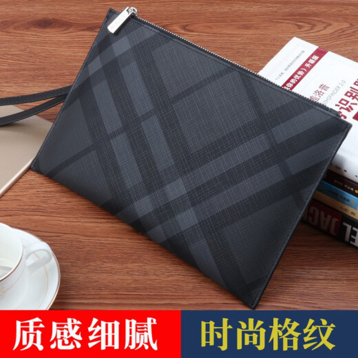 CalaceKonla handbag men's large-capacity ultra-thin envelope bag business men's clutch bag clutch bag casual clutch bag fashion CK39 twill black