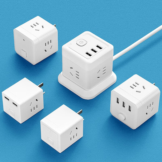 Multi-faceted Rubik's Cube Socket Converter New National Standard Multifunctional USB Insert Row One Turn Multi-Plug Board Wireless Strip Insert Power Conversion Plug Gongya Vertical Smart Electric Plug Board One Turn Five Without USB 5-sided Rubik's Cube