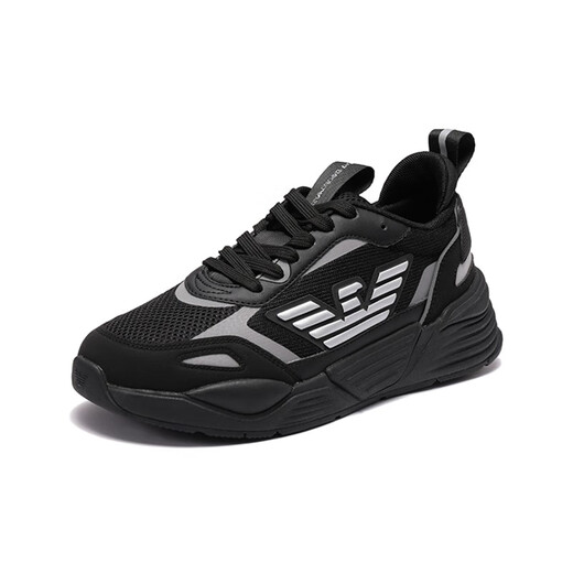 Armani (ARMANI)EA7 Men's Mesh Lace Thick Sole Casual Sneaker Gift Men X8X070 XK165 M826 Black Silver Eagle Logo 43.5 Brand Original Code 43 1/3