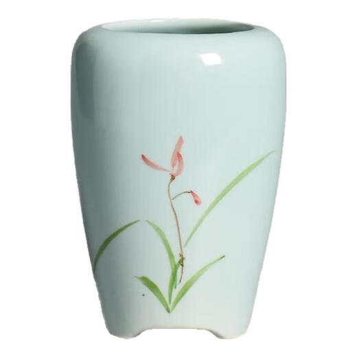 Chenjing kleiner Orchid-Topf handbemalte Keramik runde High-End-kleine alte Stapel-Topf-Zweige Landschaftsbau Home Desktop Pot Green Plant Topf 1504 Pink Green Green Hand-Bilde Bildgröße Platz Platz Order Bestellung
