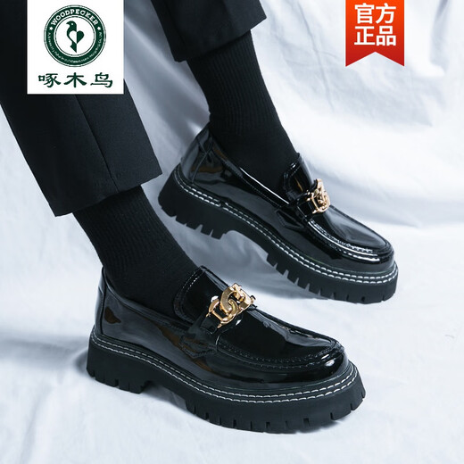 Woodpecker High -End -Business -Lederschuhe für Männer im Sommer Britische innere Höhe Erhöhen Sie die dicke alleinige trendige, glänzende Seite Casual Vielseitige Slipper 3888 Grün - innere Höhe erhöhen 6 cm 42