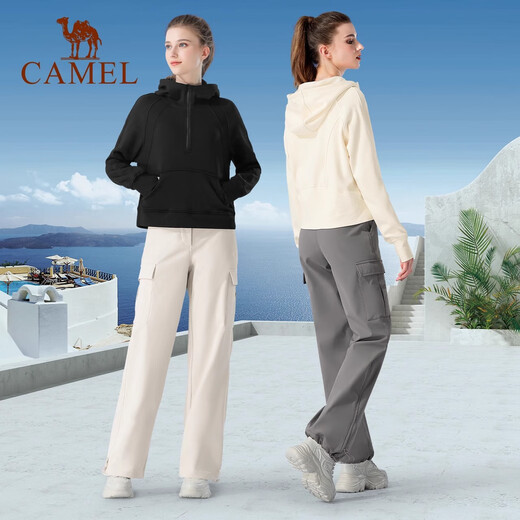 Kamelarbeitshose für Männer und Frauen Herbst wasbst wasserdichte Freizeithosen schlanke gerade Sporthosen plus Samt modische gewebte Hose Phantom Schwarz, Männerstil, Y14Cay6625 m