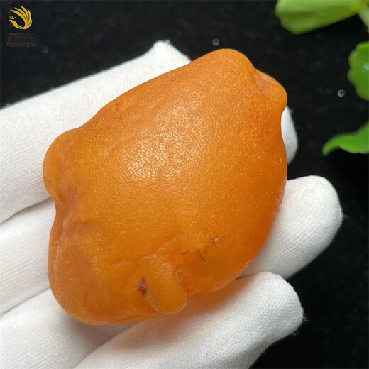 Fuwanzhe Natural Amber Beeswax Full Leather Handle Piece Baltic Amber Sea-Drifted Seed Material Featured Rough Stone 38.87g