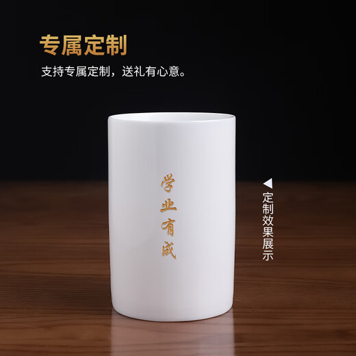 东方泥土陶瓷手绘彩梅兰竹菊笔筒教师节礼物感恩送老师同学可定制纪念礼品 兰花笔筒 釉下彩【青色】