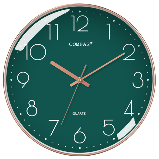 Compas wall clock radio clock 2025 living room clock stylish simple calendar office examination room school automatic timing white 14-inch 6219 radio clock (diameter 35 cm)