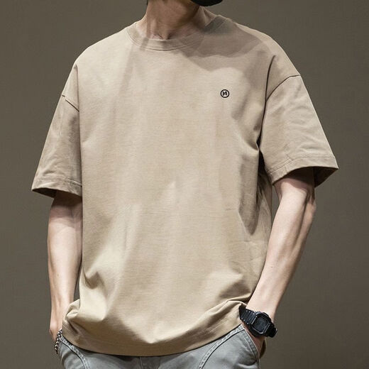 Star Boy American Fashion Japanese and Korean New Short Sleeve T-shirt Men's Printed Pattern Half Sleeve Loose Casual T-shirt Men and Women Black 1365 XL