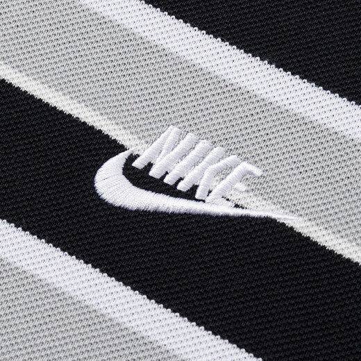 Nike (Nike) Camiseta Sitio web oficial de los hombres Summer Summer Nuevo solapa informal Camisa de algodón transpirable Sportswear FN3897-010/algodón/franja en blanco y negro (165/84a)