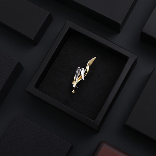 Kamalun (KAMALUN) brooch men's high-end creative corsage pin new gentleman suit dress badge accessories anniversary gift to boyfriend champagne gold + brand gift box without engraving