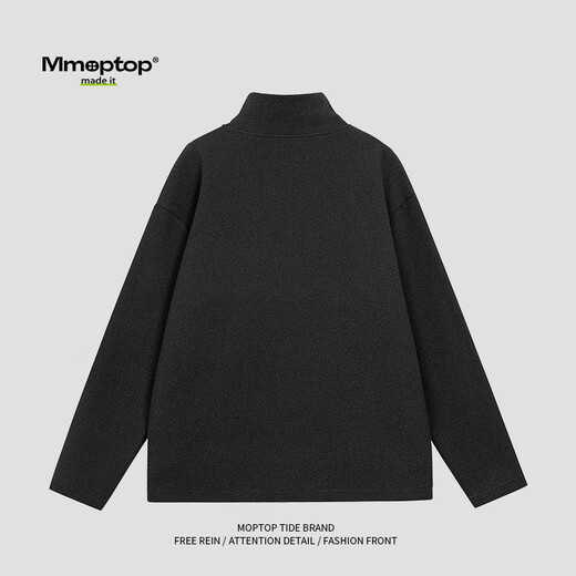MMOPTOP German velvet turtleneck sweatshirt warm and thickened men's autumn and winter double-sided velvet bottoming long-sleeved inner layer APW965 black 2XL