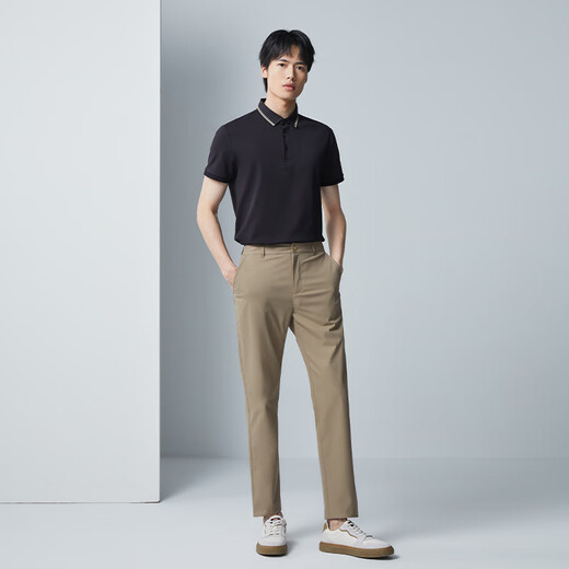 JD.com pants for men's thin ice silk casual pants for men's straight loose business sports trousers black 35