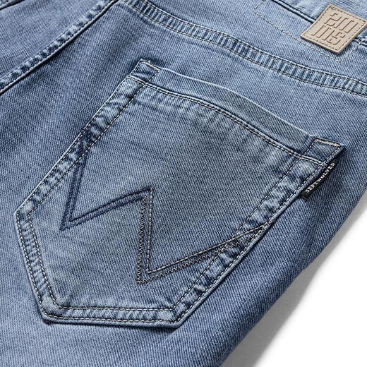 Seven Wolf Jeans Men's Spring and Summer Casual All-Match Leisure Pants Solid Color Pants Cropped Pants Men's Fashion Light Blue 34/86A