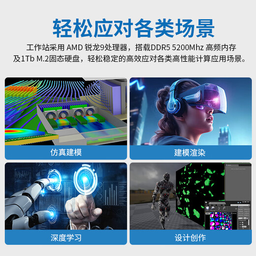 Cloud Hin Yunxuan AMD EPYC9005 Analyse des données Deepseek Local Deployment Tower Workstation GPU Server Computer Host AMD EPYC 9274F 64G Mémoire 丨 960G Solid State 丨 RTX 4090