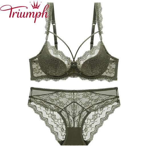 黛安芬 TRIUMPH性感绑带风粉红色内衣套装女蕾丝夏季薄款大码上托聚拢文胸 9256粉色 礼盒装 75B