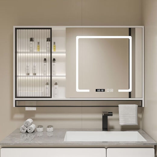 Texiluo bathroom mirror cabinet, toilet mirror box, bathroom storage cabinet, separate wall-mounted mirror storage rack, kitchen and bathroom pendant 60 gray ordinary Changhong glass with paper [not the main picture]