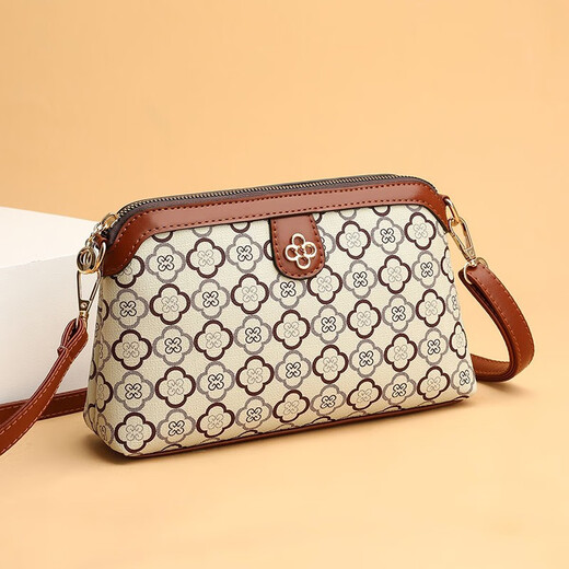 Changyin Fashion Mom Bag 2023 Chinese Valentine's Day Middle-aged Crossbody Bag Shoulder Small Bag Hand Clutch Bag Coin Mobile Phone Bag Brown