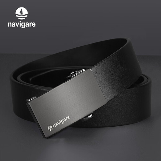 Navigare Italienisch kleines Segelboot Herrengürtel Geschenkbox Echtes Ledergürtel High-End Light Luxus Männer Geburtstagsgeschenk Schwarz (Theke Geschenkbox) N4A826Z-151103a 115 cm [empfohlenes Gewicht 130-165jin [Jin gleich 0,5 kg]]