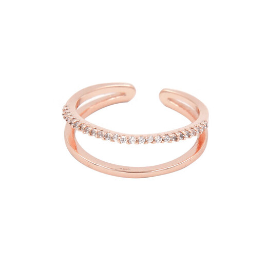 AJIDOU Ajidou ring double ring inlaid with diamonds sweet ring birthday gift for girlfriend and wife can fine-tune the opening jewelry