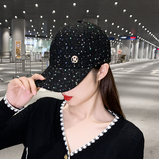 JIASHENGXI Baseball Cap Women's Korean Style Trendy Hat Women's Autumn and Winter Fashion Internet Celebrity Sun Hat Sun Hat Thick Peaked Cap Black Adjustable